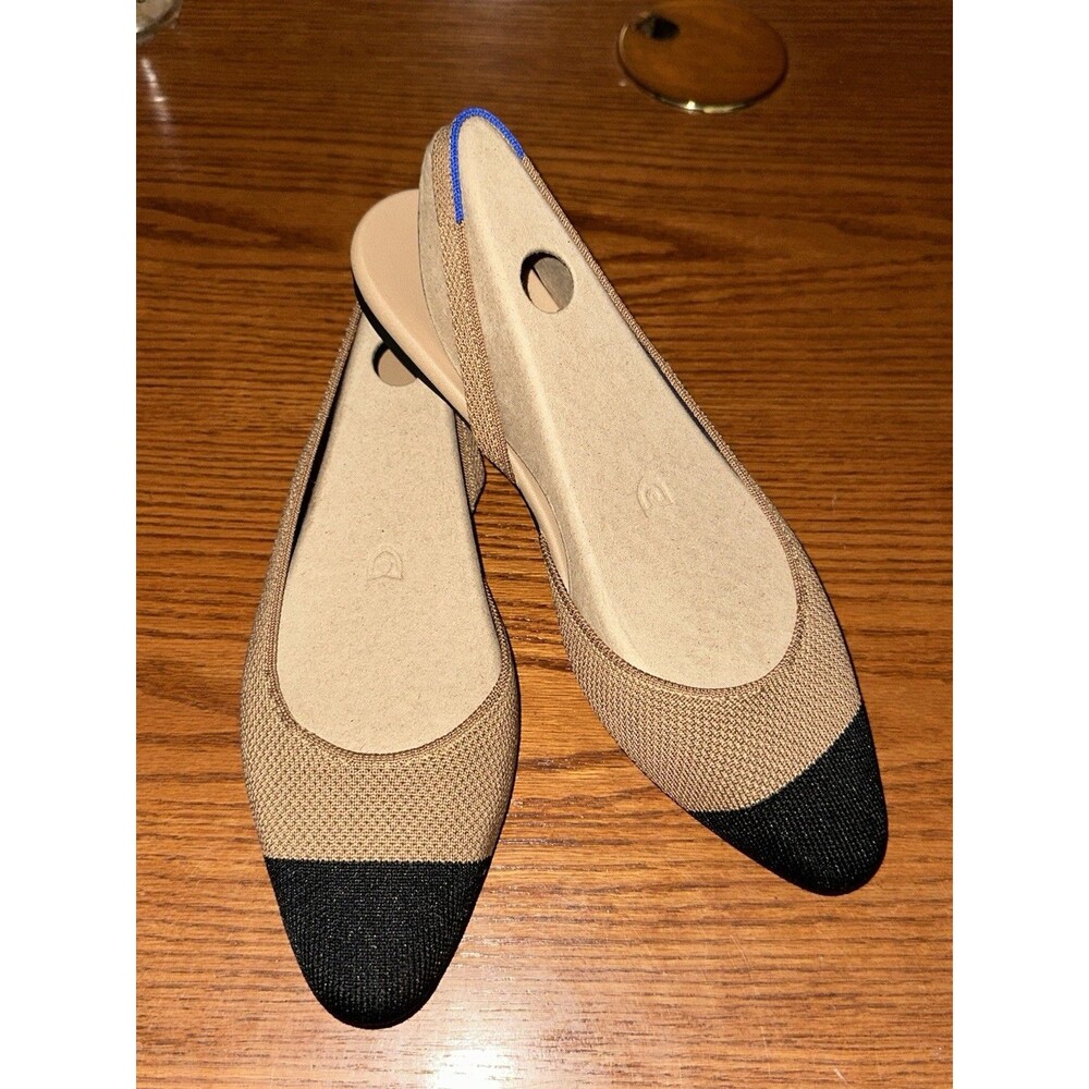 Rothy’s The Almond Slingback Flats Black And Tan Women’s Size 11 Brand New NoBox